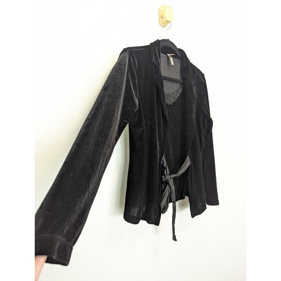 White Stag Jacket Set Womens Medium Black Velvet Lace Satin - Picture 3 of 12